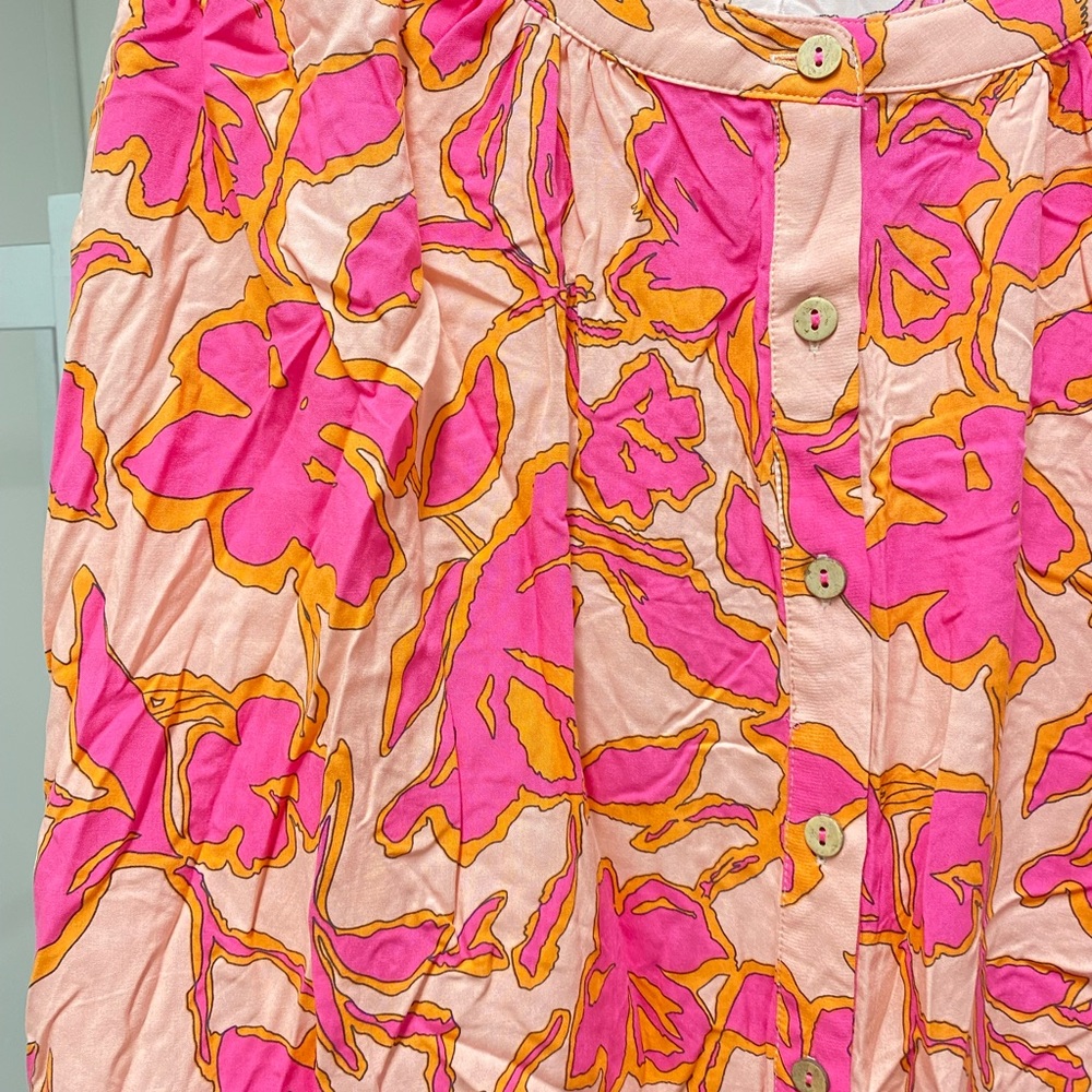 Vibrant Pink and Orange Floral Blouse - Picture 2 of 3